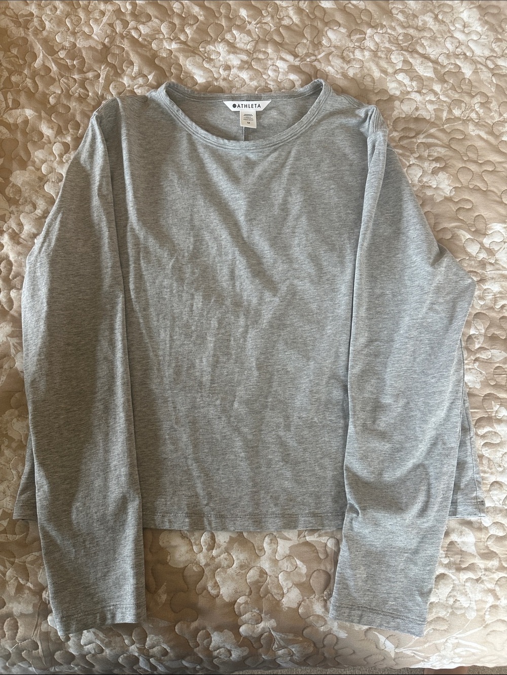 Athleta Light Heather Grey Crewneck Long Sleeve Top Medium